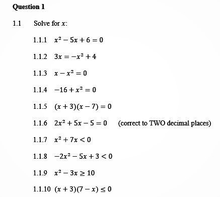 Algebra, Equations and Inequalities